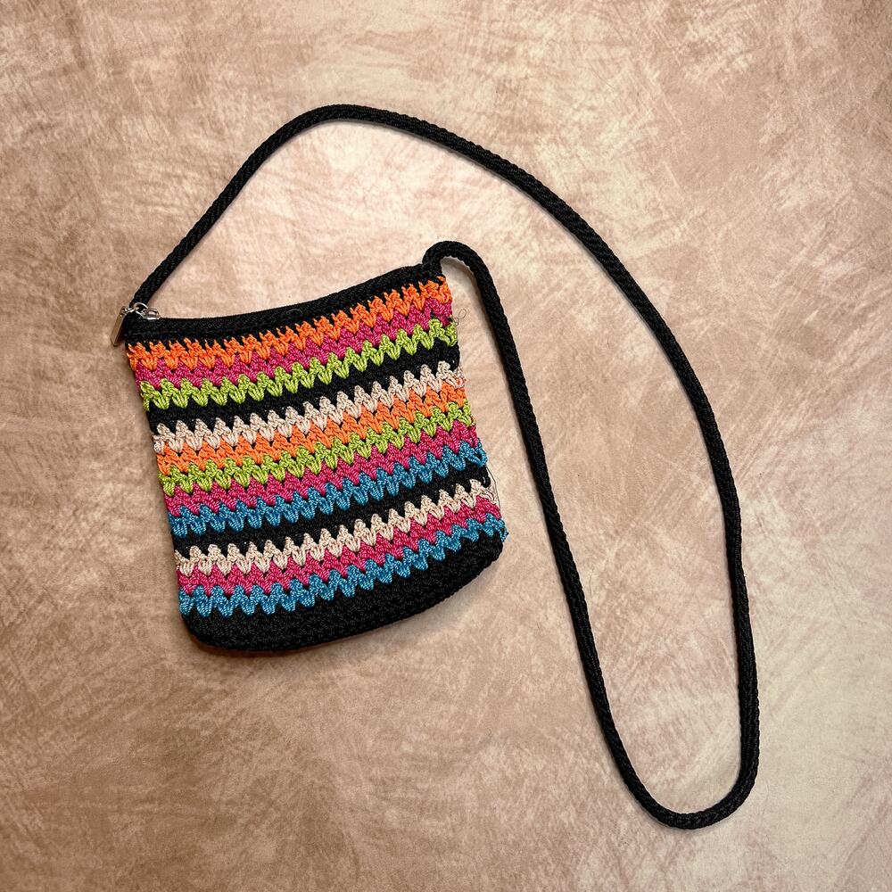 The Sak Multicolor Crochet Crossbody Bag Zipper Closure Satchel Purse Festival - Picture 6 of 8